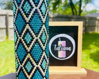 20oz turquoise snakeskin rhinestone tumbler
