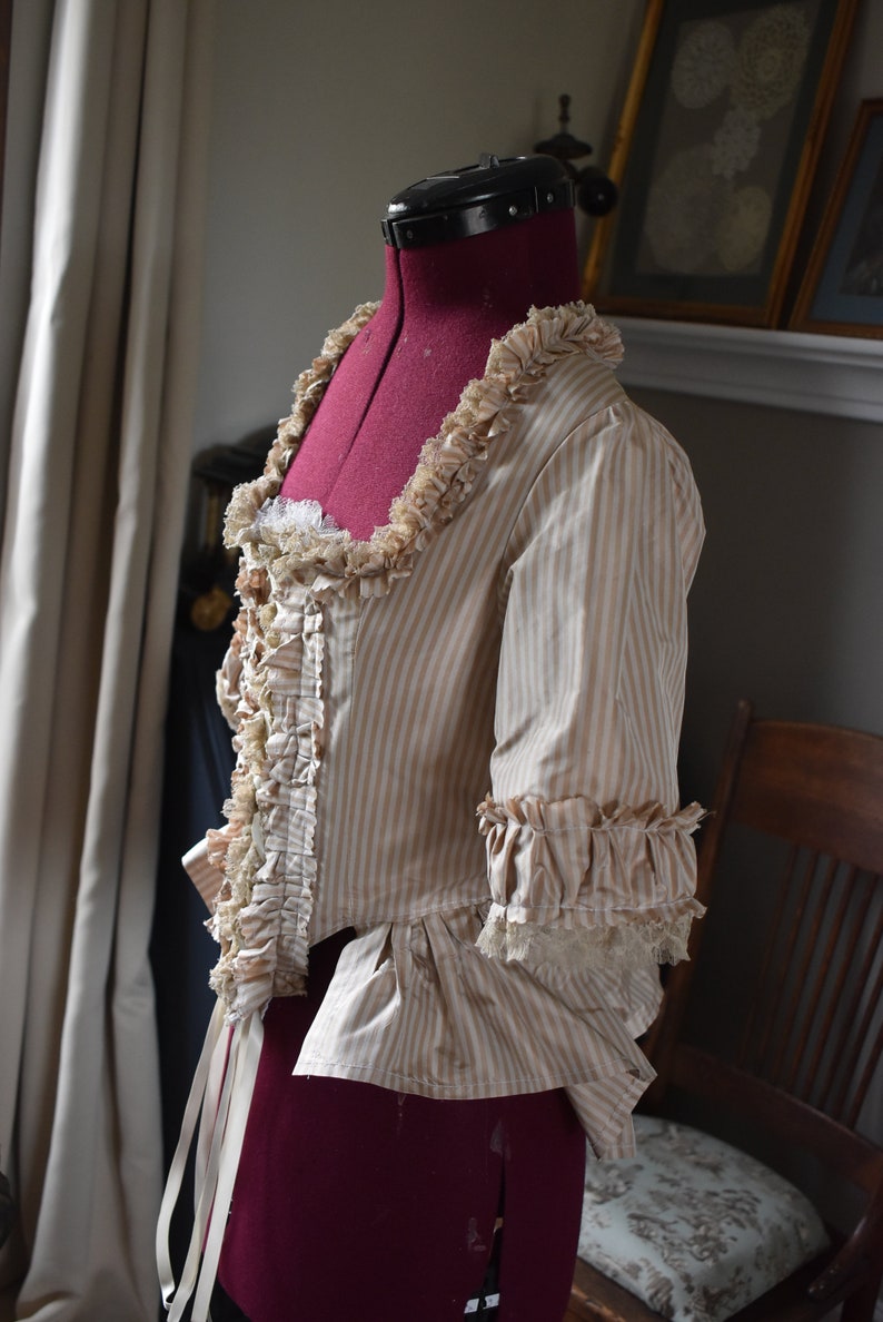 Striped silk Marie Antoinette Victorian inspired rococo costume top bodice 18th century image 2