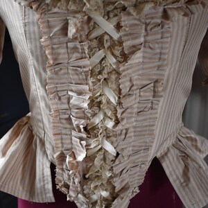 Striped silk Marie Antoinette Victorian inspired rococo costume top bodice 18th century image 3