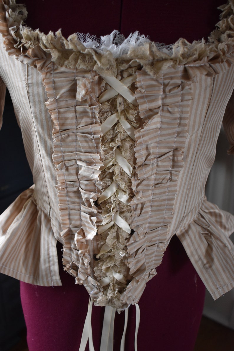 Striped silk Marie Antoinette Victorian inspired rococo costume top bodice 18th century image 3