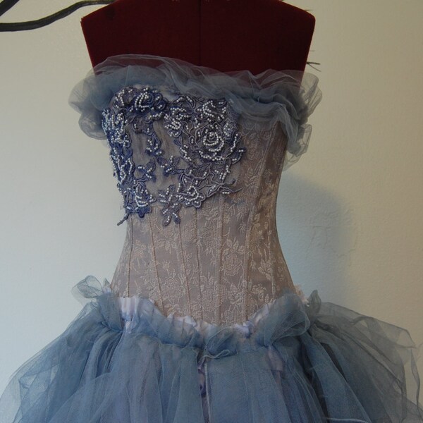 Up cycled wedding tatered Victorian inspired costume halloween dress tulle tattered modern fashion