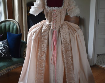 Pale taffeta Marie Antoinette Victorian inspired rococo costume dress halloween masquerade 18th century