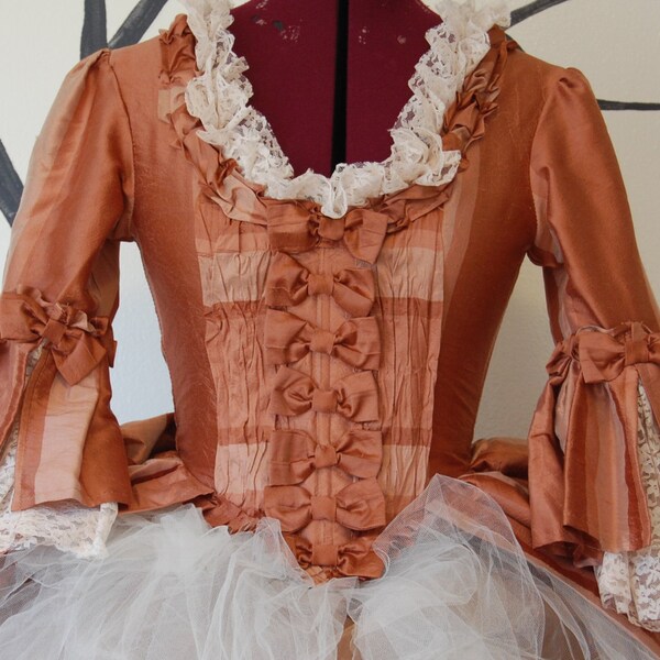 SALE Striped silk marie Antoinette night circus Victorian inspired rococo costume top and tulle skirt