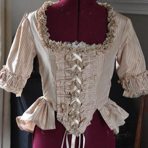 Striped silk Marie Antoinette Victorian inspired rococo costume top bodice 18th century image 1