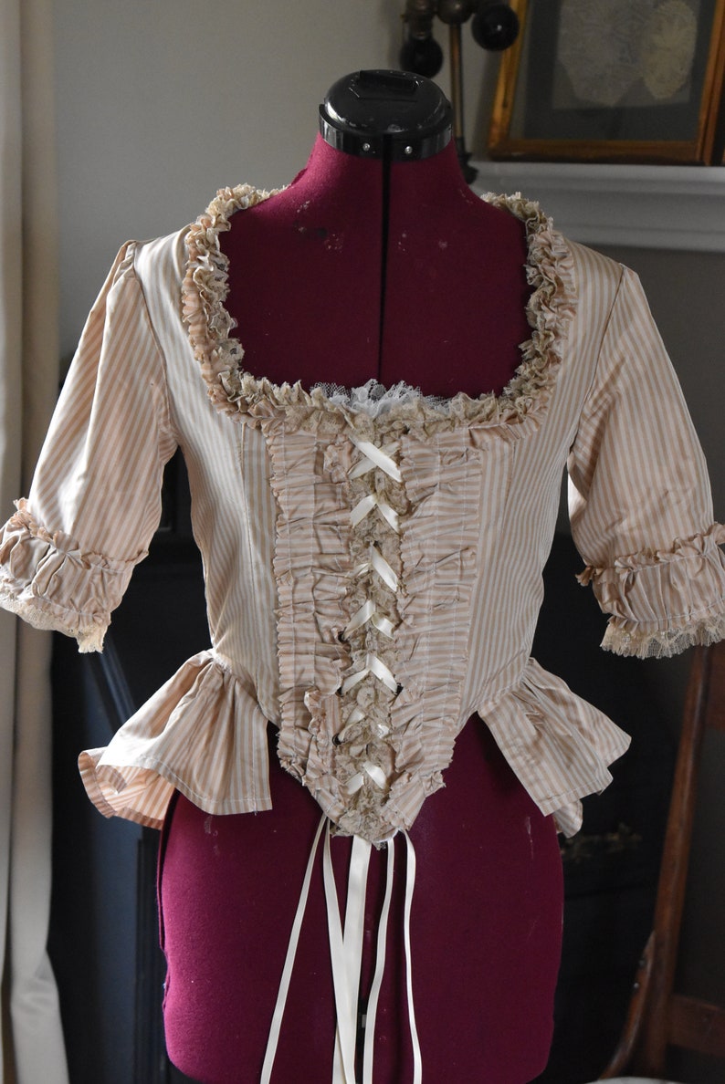 Striped silk Marie Antoinette Victorian inspired rococo costume top bodice 18th century image 1