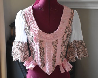 pink Marie Antoinette Victorian inspired rococo costume top bodice 18th century