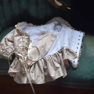 Striped silk Marie Antoinette Victorian inspired rococo costume top bodice 18th century image 6