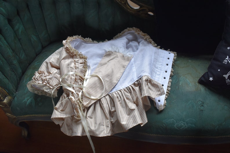 Striped silk Marie Antoinette Victorian inspired rococo costume top bodice 18th century image 6