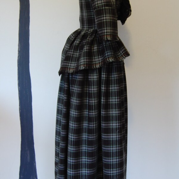 Bonnie lass Victorian inspired walking dress plaid skirt lace top and bodice jacket