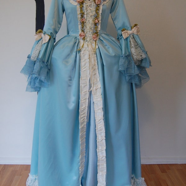 Second payment for Jenny aqua teal /turquoise blue Marie Antoinette Victorian inspired rococo costume dress sack sacque back