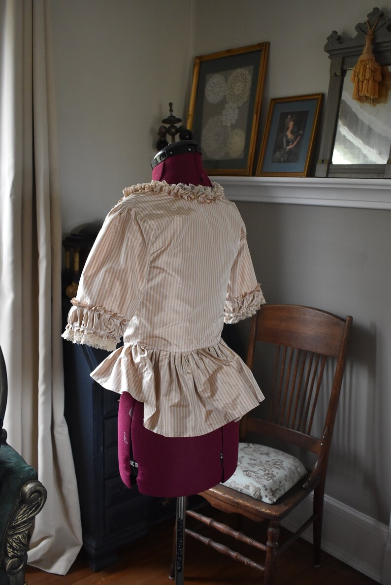 Striped silk Marie Antoinette Victorian inspired rococo costume top bodice 18th century image 4