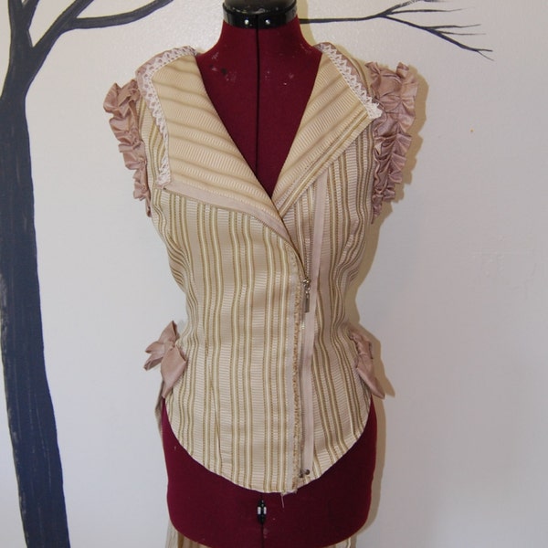 Striped circus steampunk Victorian inspired pirate vest with tails modern fashion boho mix