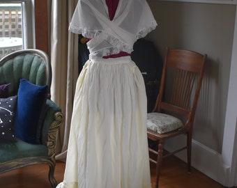 Cotton Petticoat apron shall cap Marie Antoinette Victorian inspired rococo peasant costume 18th century