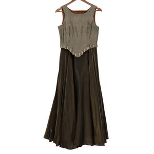 olive green vintage dress Cowl Neck 50s Open Back Vintage Emerald Green Dress