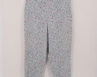 Talbots Floral Capri Pants Vintage 90s Womens Size 14 Blue White Cotton Stretch