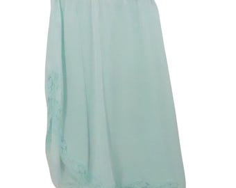 Vassarette Vintage 80s Slip Skirt  Womens Size M Lingerie Lace Trim Turquoise
