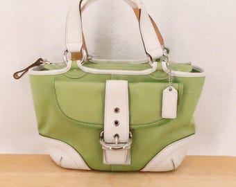 Vintage Coach 19914 Dinky Bag JADE GREEN Leather Silver Hardware