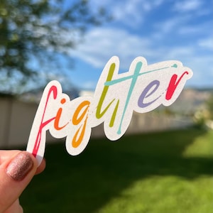 Fighter Sticker | Motivational Reminder Vinyl | Water Resistant Decal for Water Bottles