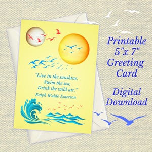 Live in the Sun, inspirerende wenskaart, inspirerende notitiekaart, afdrukbaar briefpapier, schrijfkaart, afdrukbare wenskaart