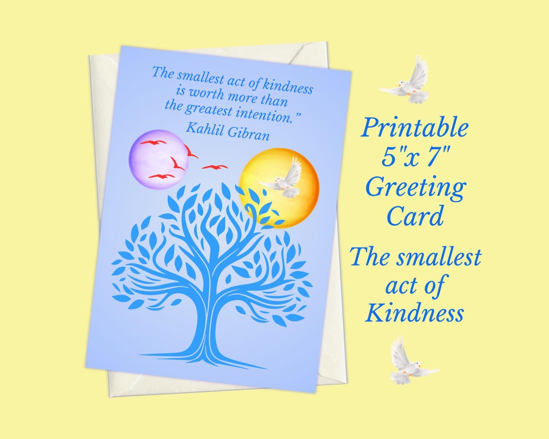 Inspirational Greeting Card, Kindness, Encouragement Card, Printable ...