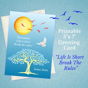 Inspirująca kartka z pozdrowieniami, papeteria z cytatem życiowym (do pobrania w wersji cyfrowej)