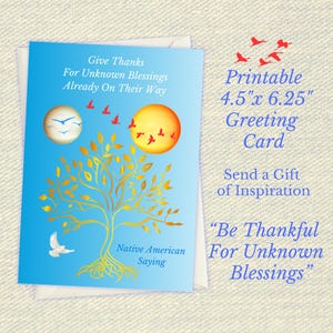 Gib Danke für unbekannte Segnungen, Inspirational Grußkarte, Printable Briefpapier, Inspirational Note Card, Ermutigungs Karte Download