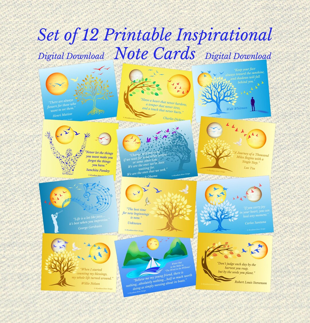 Inspiration Notes Inspirational Note Cards, Encouragement Note Cards, Printable ...