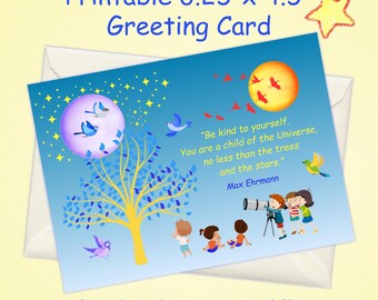 Kids Inspirational Greeting Card, Printable Encouragement Card, Positive Note Card, Kids Stationery, Lunchbox Notes, Classroom Motivation