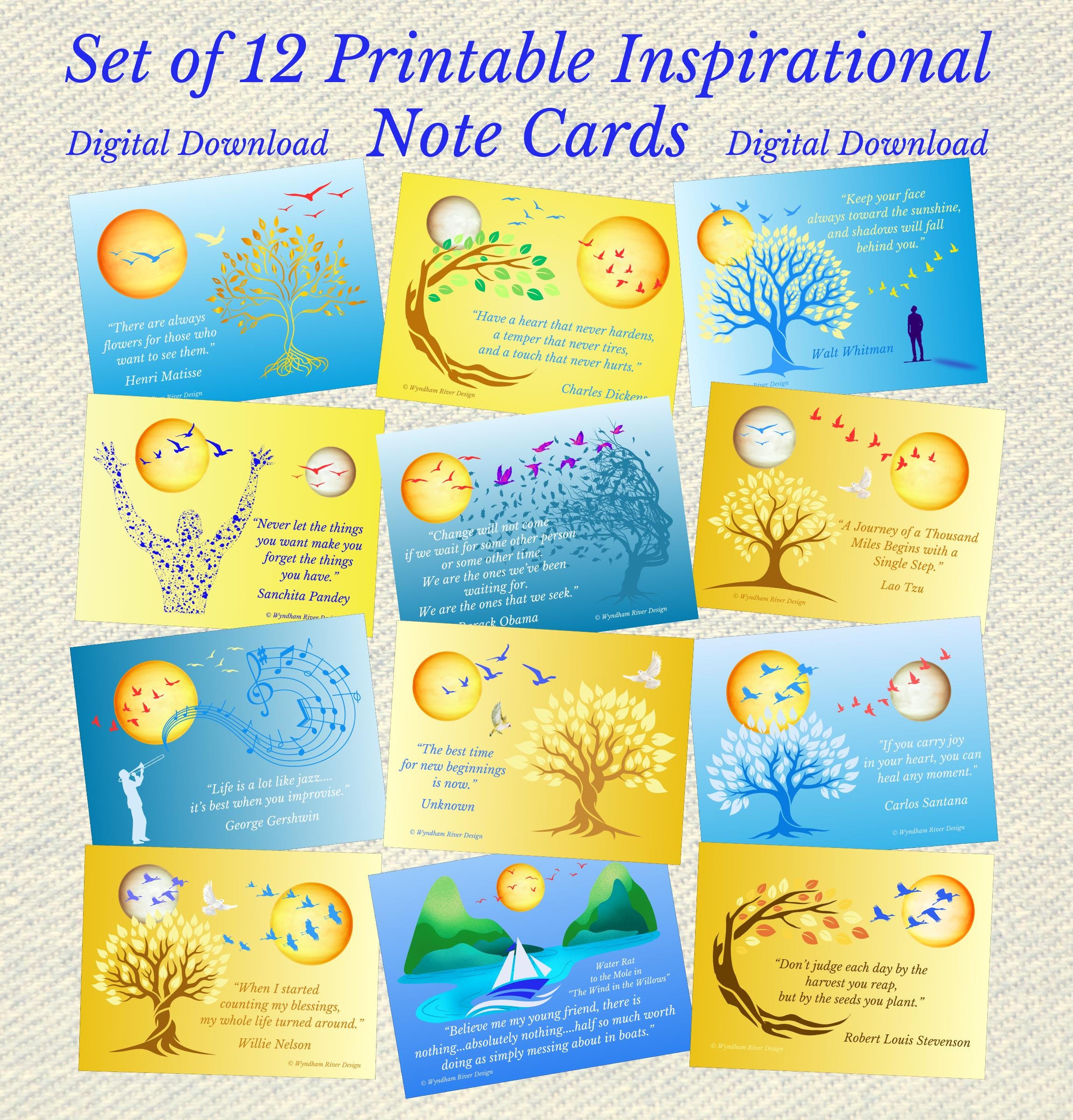 Inspirational Note Cards, Encouragement Note Cards, Printable ...