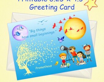 Kids Inspirational Greeting Card, Printable Encouragement Card, Positive Note Card, Kids Stationery, Lunchbox Notes, Classroom Motivation