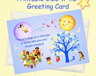 Kids Inspirational Greeting Card, Printable Encouragement Card, Positive Note Card, Kids Stationery, Lunchbox Notes, Classroom Motivation