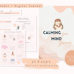 Diario de salud mental imprimible / Diario para calmar la mente / Imprimible en tamaño A4 y carta