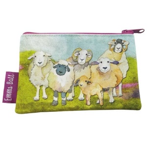 Sheep in the Pasture Zippered Coin Purse/ Small Notions Bag- Adorable! Fully Lined Canvas!