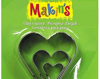 Makin's Clay Cutters, Set of 3 - Hearts (2-4cm), Cookies, Baking, Cake Decorating, Clay, Polymer, Fondant