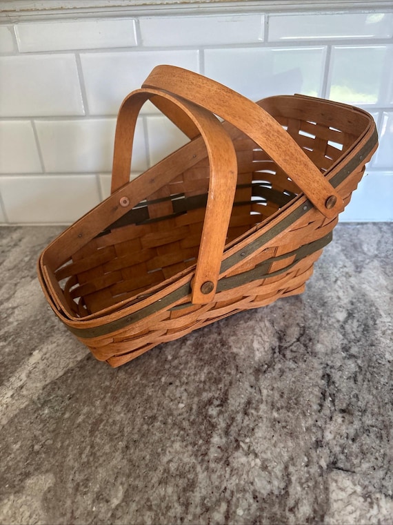 Longaberger 1991 Christmas Yuletide Traditions Sleigh Basket Green