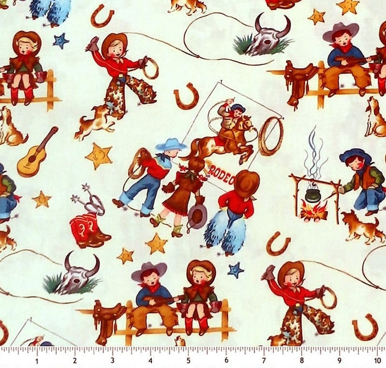 Rodeo Kids Cotton Fabric by Michael Miller Cowboys Rope - Etsy