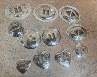 Lot of 11 metal western buckles for crafting, sewing, etc.