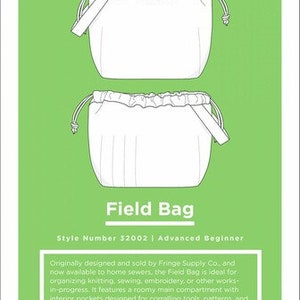 Field Bag By Grainline Studios and Fringe Supply Company- SEWING PATTERN- AWESOME Project Bag! New!