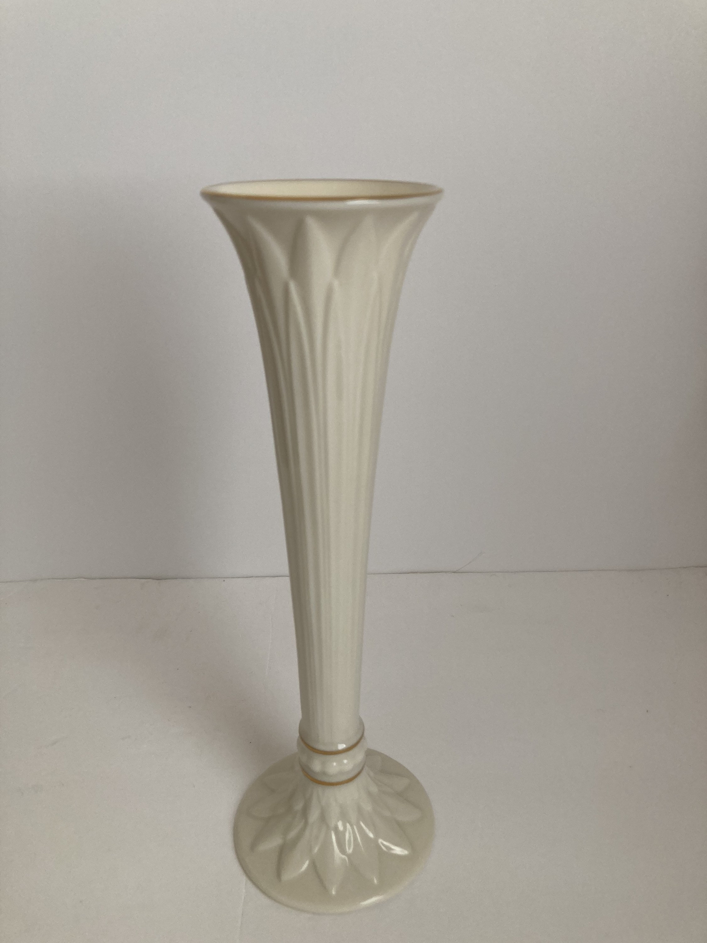 Vintage Lenox Tivoli Bud Vase 24K Gold Trim White Porcelain 9