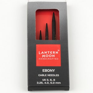 Lantern Moon Ebony Cable Knitting Needles (Set of 3) 3.25, 4.0, 5.0 mm, US 3,6,8