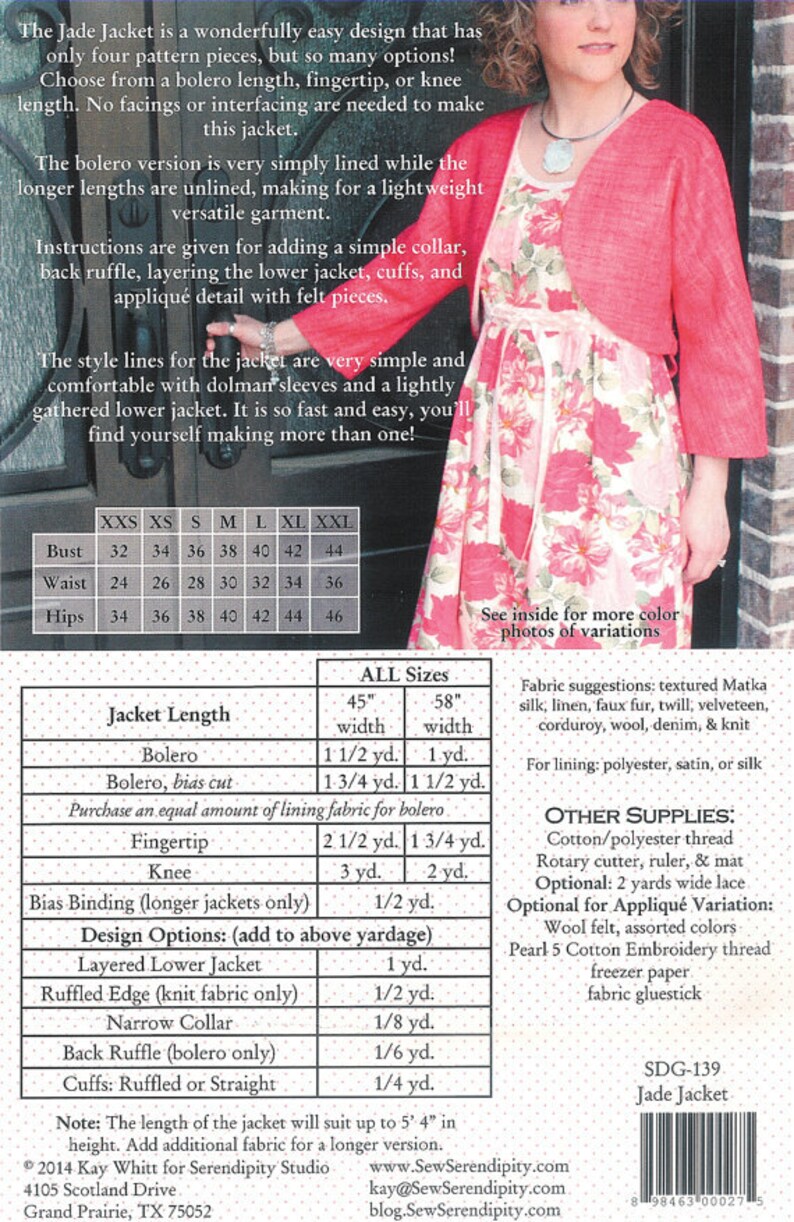 Serendipity Studio Jade Jacket Sewing Pattern Etsy