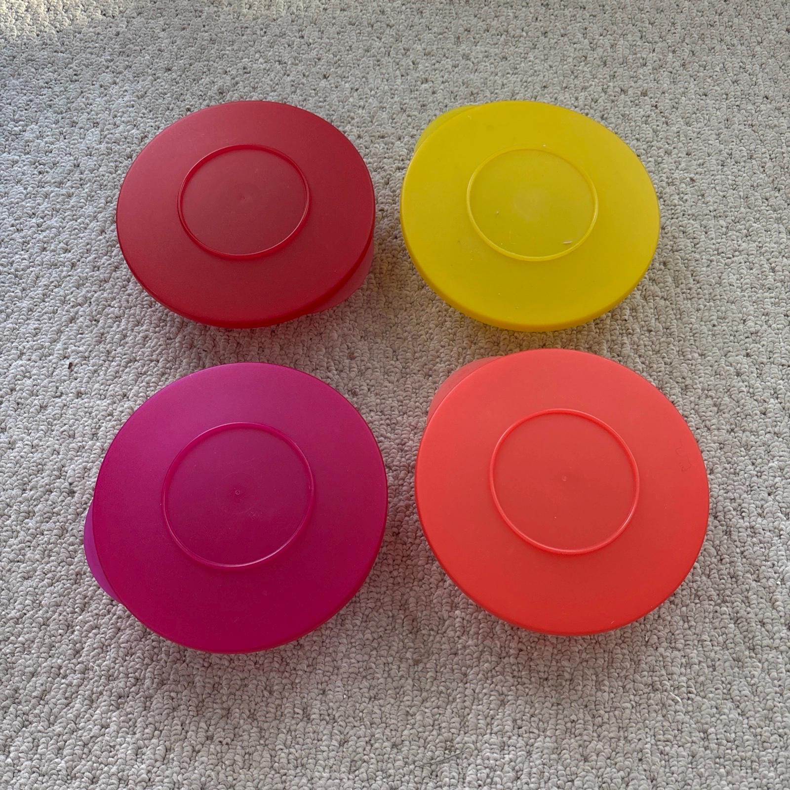 VTG Tupperware Impressions Bowls & Lids- 8 Pc. 3096B, 3470B Jewel