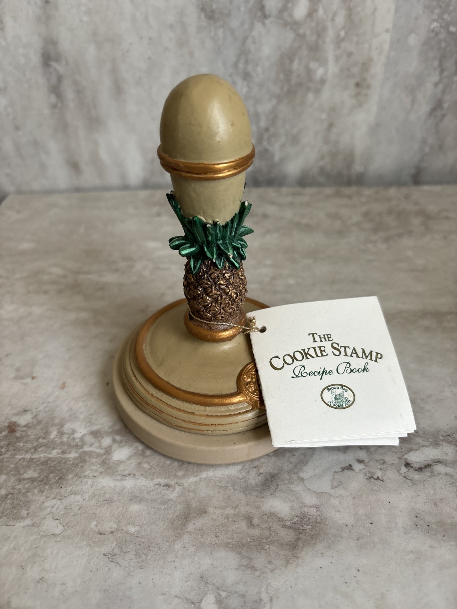 Brown Bag Cookie Art Stamp 1995 Pineapple W/ Recipe Book Hill Design New W/ Tags