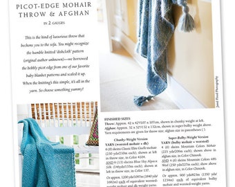 Picot-Edge Mohair Throw & Afghan Knitting Pattern by Churchmouse Yarns- SALE!