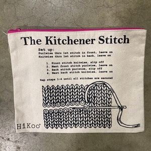 Kitchener Stitch Zip Project/ Notions Bag by  Hikoo- Canvas, Sturdy, Washable! Black/ Fuchsia Great Gift For A Knitter!