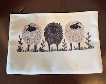 Sheep Pouch, Notions Bag - Graphics on Both Sides- Machines Washable!