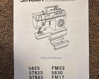 Gebruiksaanwijzing Singer-naaimachinemodellen 5825, 57820, 57825, CM-17, FM-22, 5830, FM-17, 7025- Download 5,6, 8 10 steekmachines