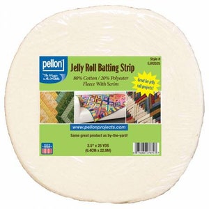 Pellon 80/20 Cotton/Polyester Batting With Scrim Jelly Roll Strip 2.5in x 25 yds, EJR2525