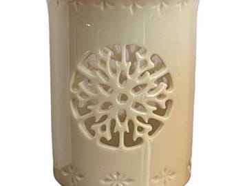 Lenox China Lace Snowflake Candle Holder Gold Trim Made in USA