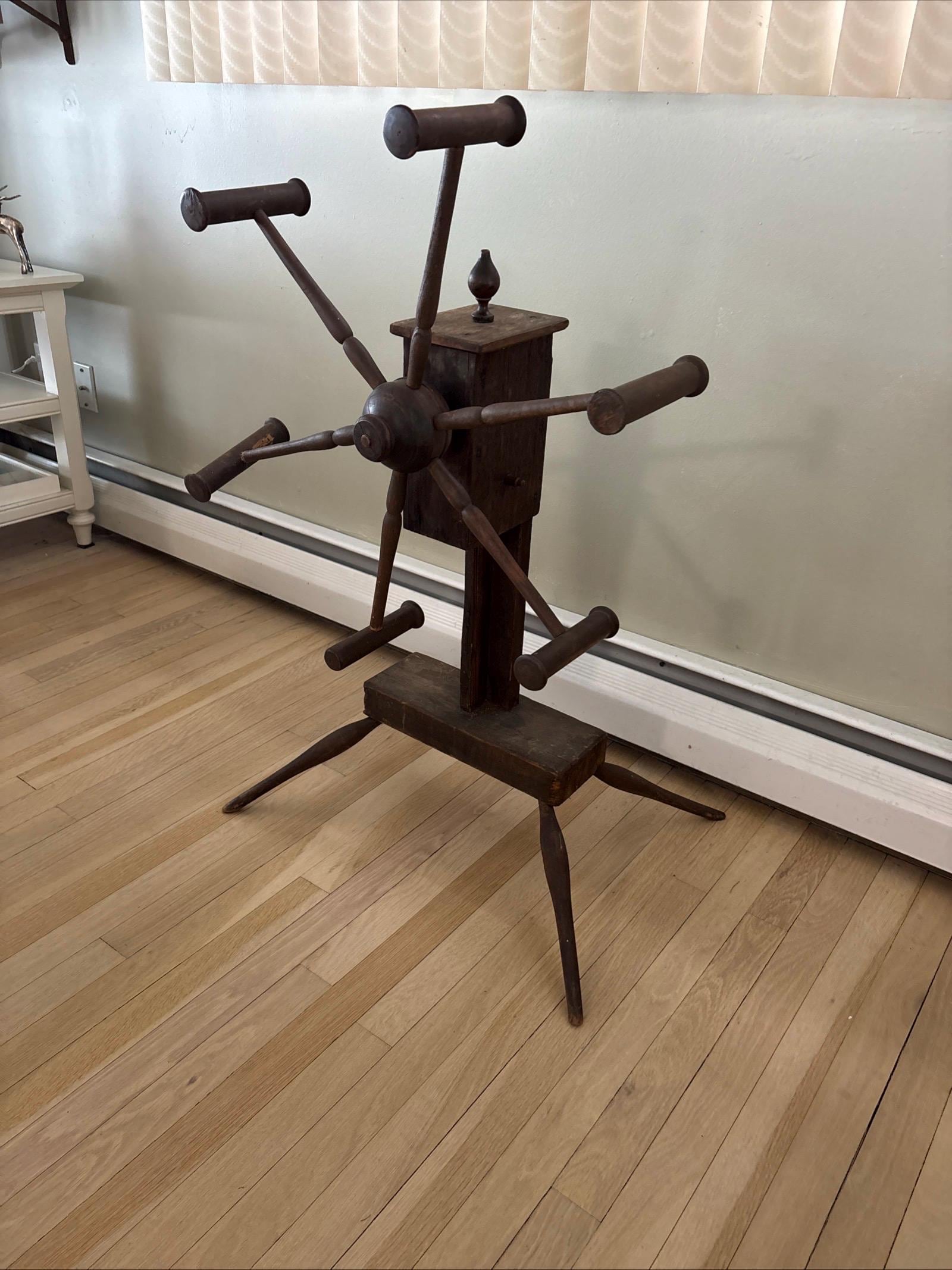 ANTIQUE YARN WINDER Spinners Weasel Wooden Skein Wool Winder Rare